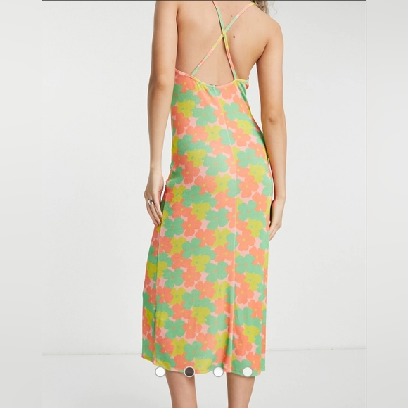 Dress flower print midi slip dress in multi colors - Picture 2 of 2